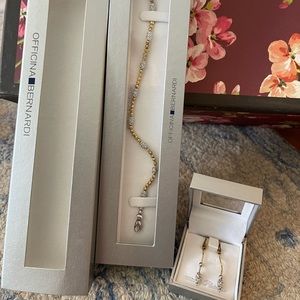 Brand new in box Officina Bernardi earrings and bracelet